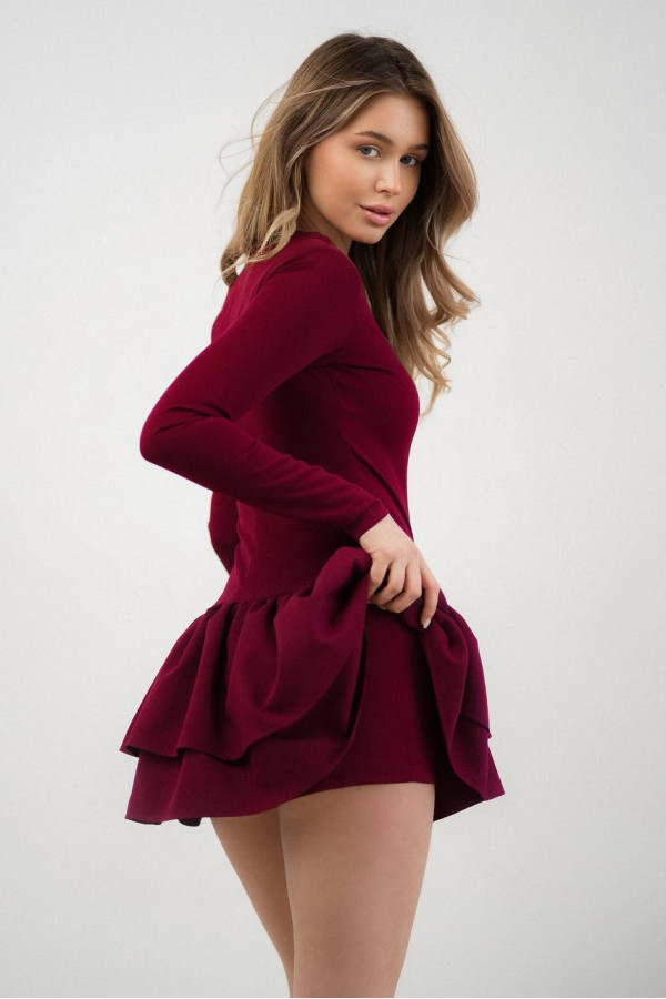 Сукня комбінезон в стилі бренду бордового кольору