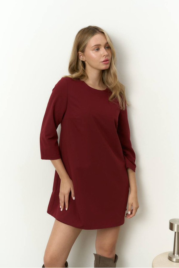 Сукня ромпер бордо з довгим рукавом 