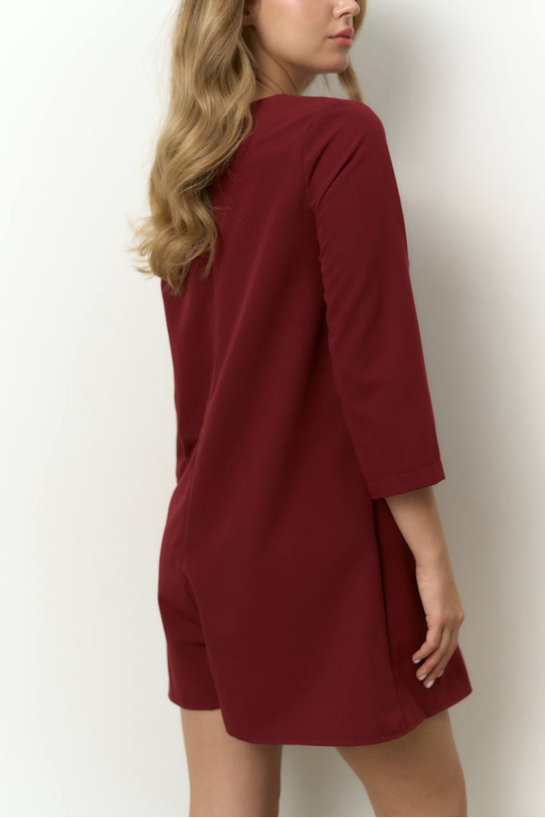 Сукня ромпер бордо з довгим рукавом 