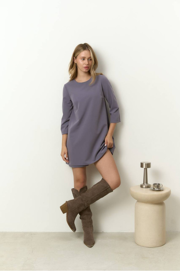 Сукня ромпер сіра з довгим рукавом 