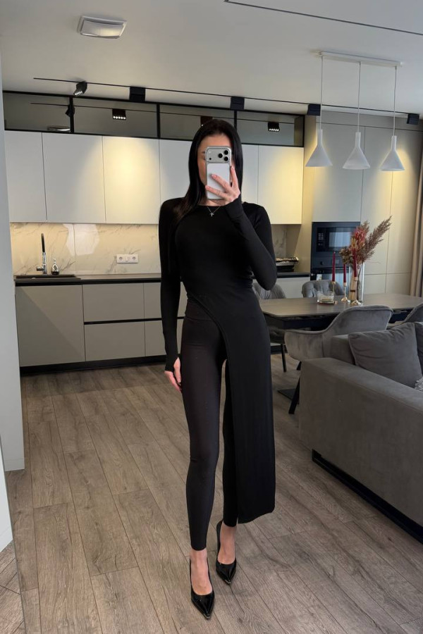 Лосіни зі стразами на флісі чорні