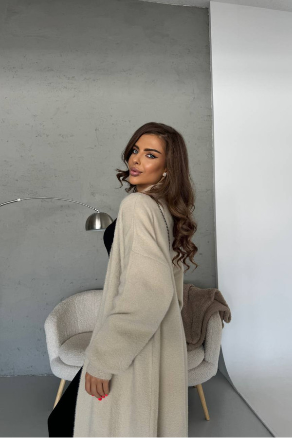 Довгий кардиган бежевий