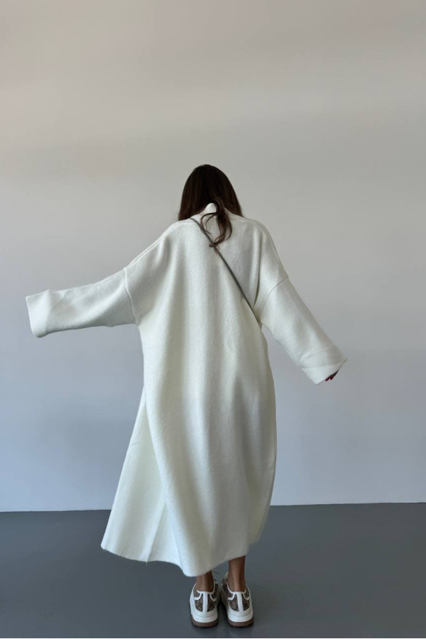 Довгий пухнастий кардиган молочний