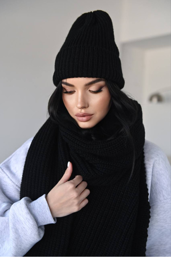 Шарф в'язаний теплий  чорний