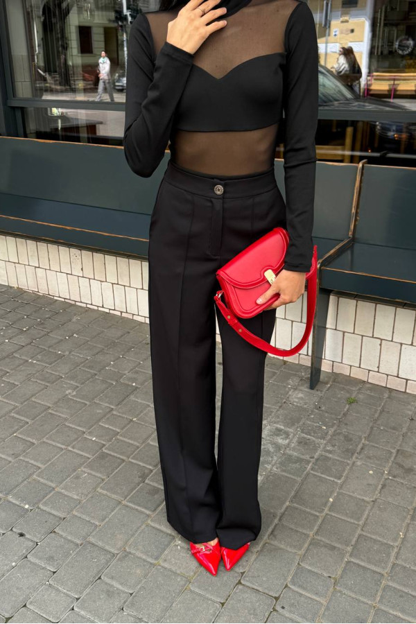 Боді чорний з вставками з сітки 