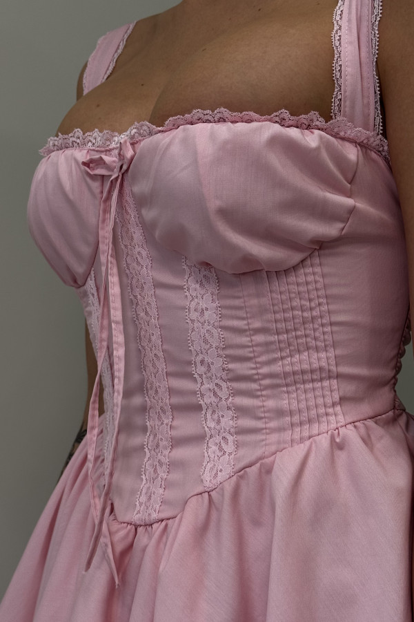 Корсетна рожева сукня 