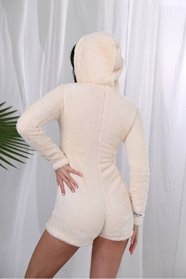 Махрова піжама комбінезон молочна