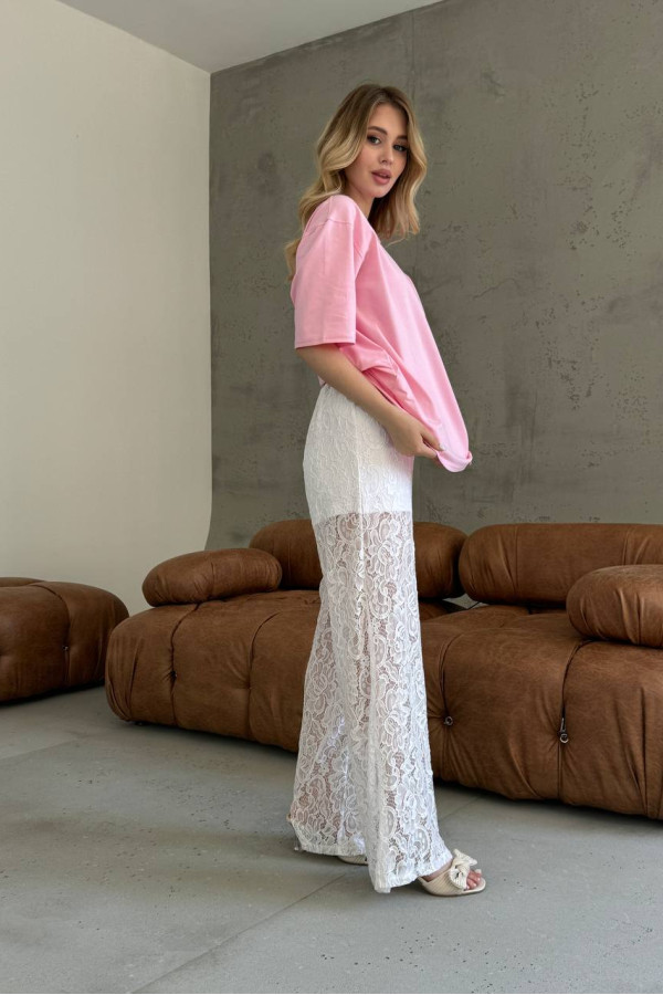 Гипюрові брюки молочні