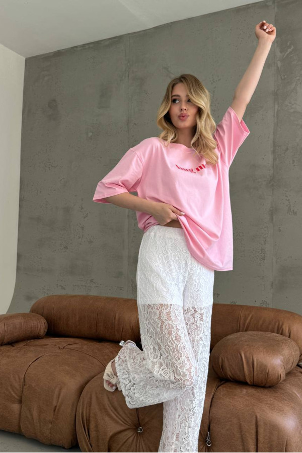 Гипюрові брюки молочні