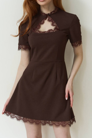 Сукня  з мереживом шоколадного кольору
