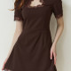 Сукня  з мереживом шоколадного кольору