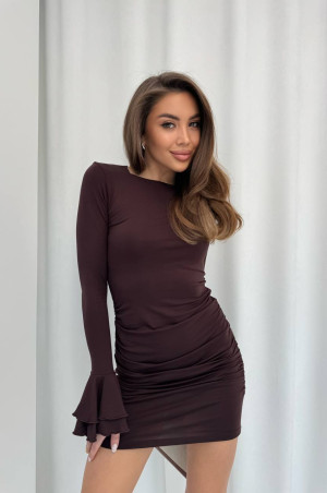 Сукня з воланами шоколадна