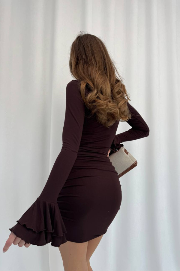 Сукня з воланами шоколадна