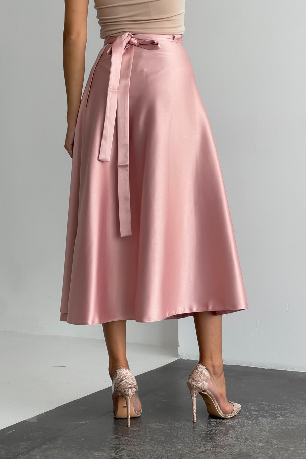 Спідниця міді рожева  на запах