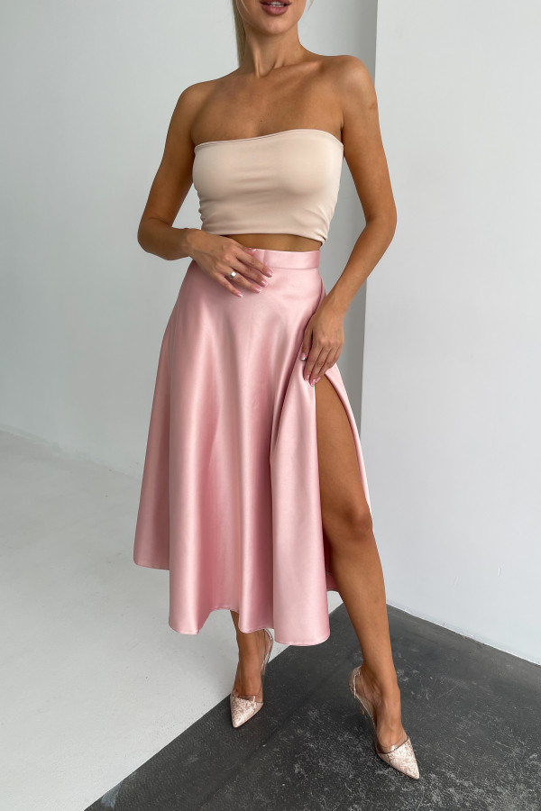 Спідниця міді рожева  на запах