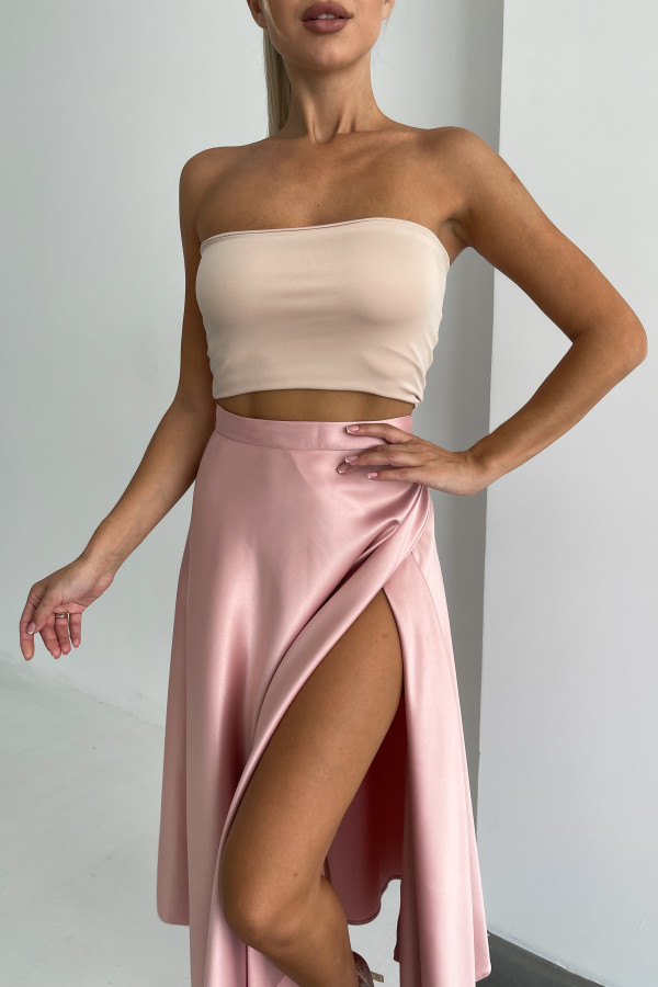 Спідниця міді рожева  на запах