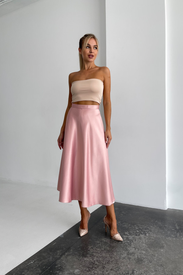 Спідниця міді рожева  на запах