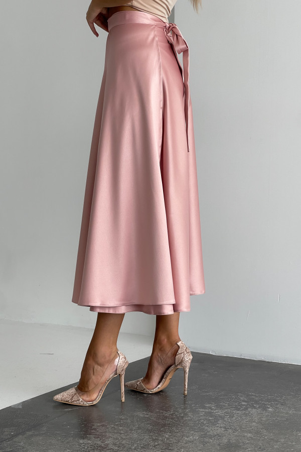 Спідниця міді рожева  на запах