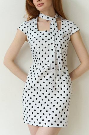 Сукня  в стилі бренду  білого кольору в горошок