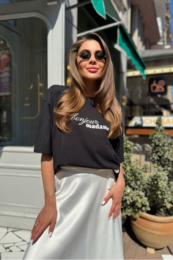 Футболка біла Bonjure Madame  чорна