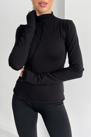 Лонг зі швами чорний з довгим рукавом 