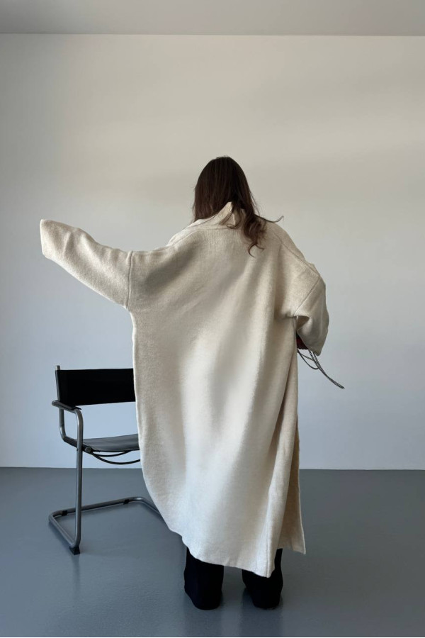 Довгий пухнастий кардиган бежевий