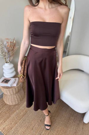 Спідниця міді шоколадна на запах