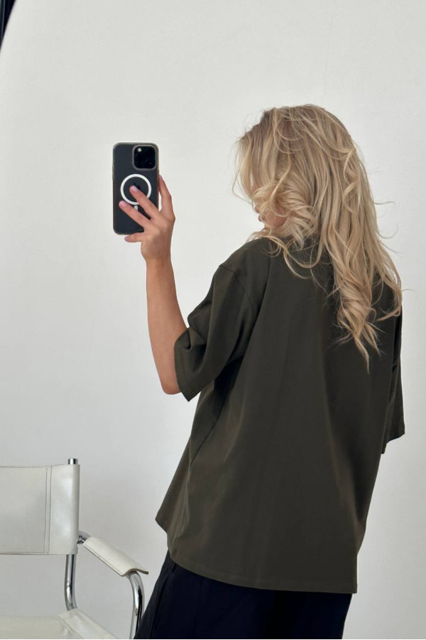 Футболка з вишивкою патріотична хакі