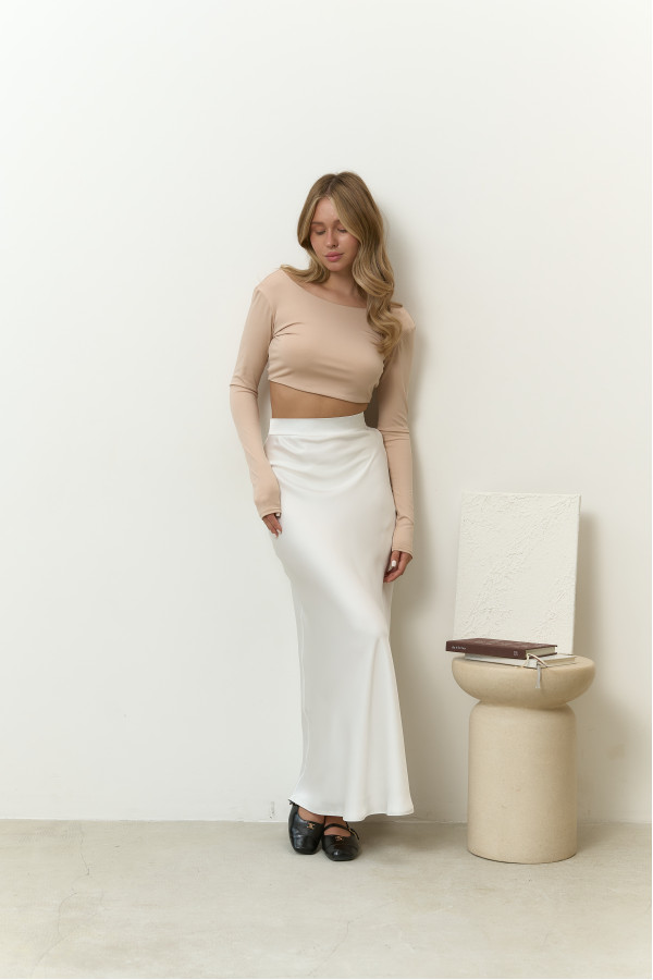 Спідниця міді молочна 