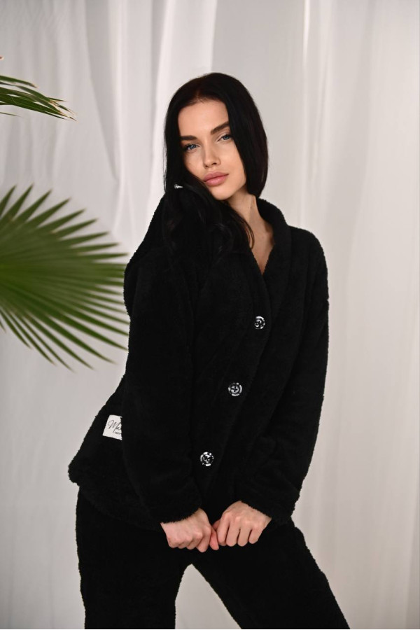 Махрова піжама тепла чорна