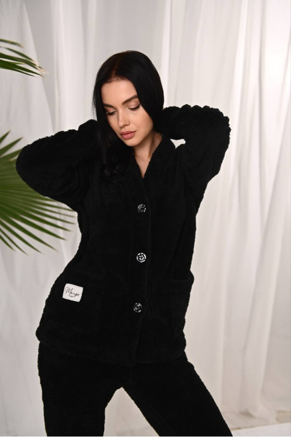 Махрова піжама тепла чорна