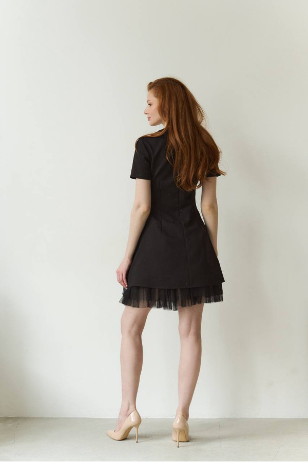 Сукня  зі стразами та сіткою чорного кольору