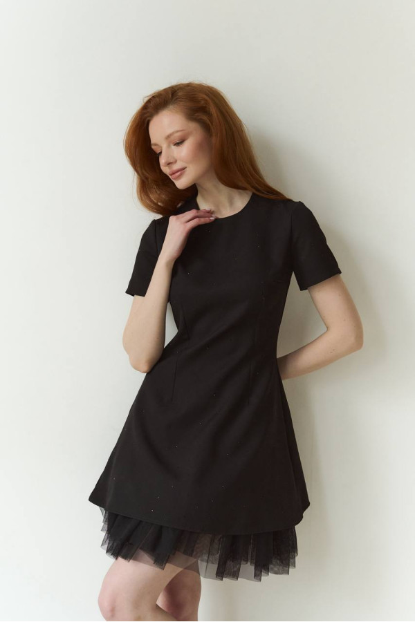 Сукня  зі стразами та сіткою чорного кольору