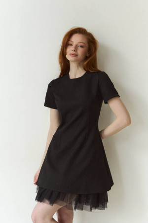 Сукня  зі стразами та сіткою чорного кольору