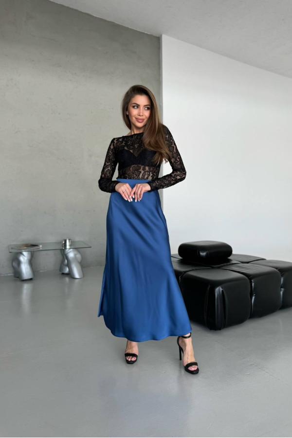 Спідниця міді кольору джинс