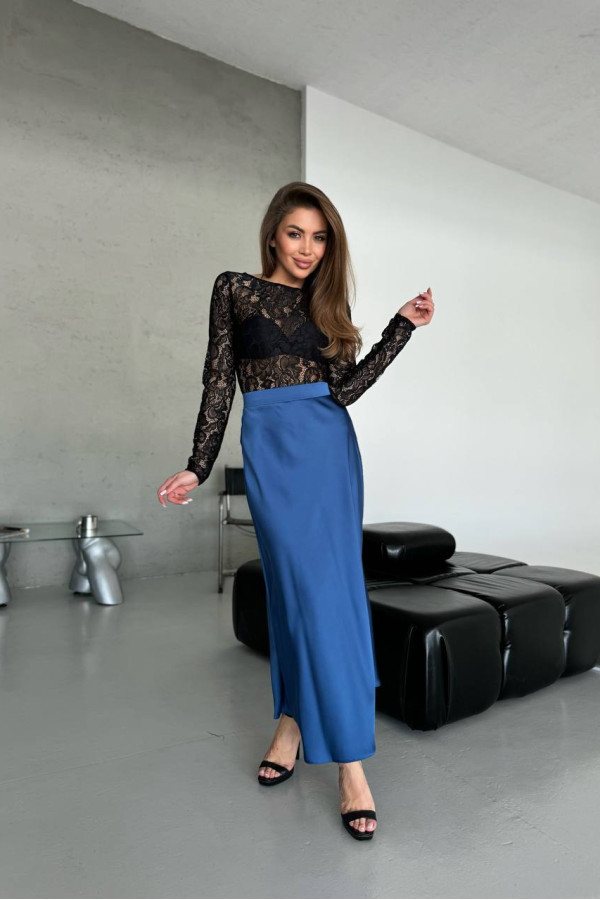 Спідниця міді кольору джинс