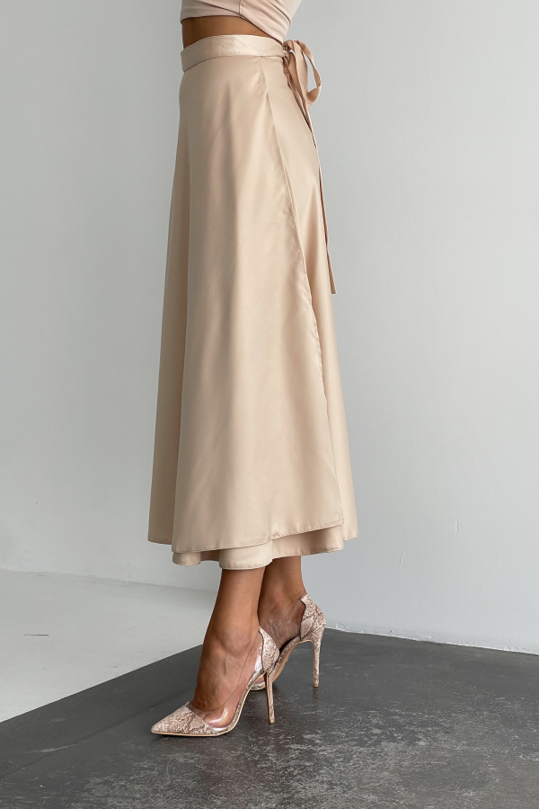 Спідниця міді бежева на запах