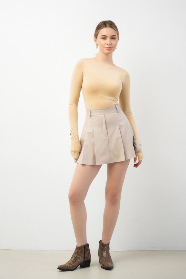 Спідниця-шорти бежева в смужку 
