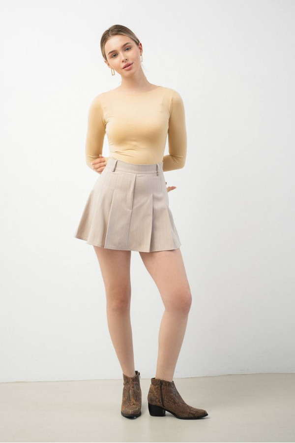 Спідниця-шорти бежева в смужку 