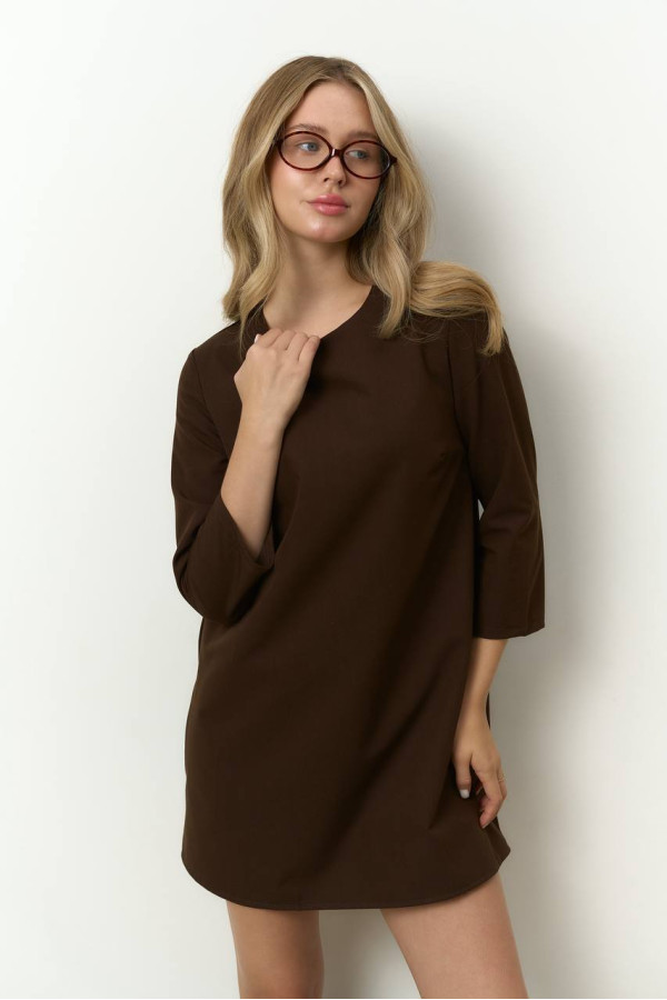 Сукня ромпер шоколадна з довгим рукавом 