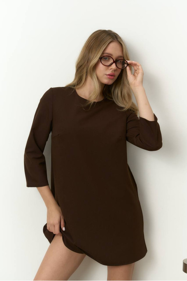 Сукня ромпер шоколадна з довгим рукавом 