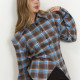 Сорочка клітинка з імітацією корсета  блакитно-шоколадна