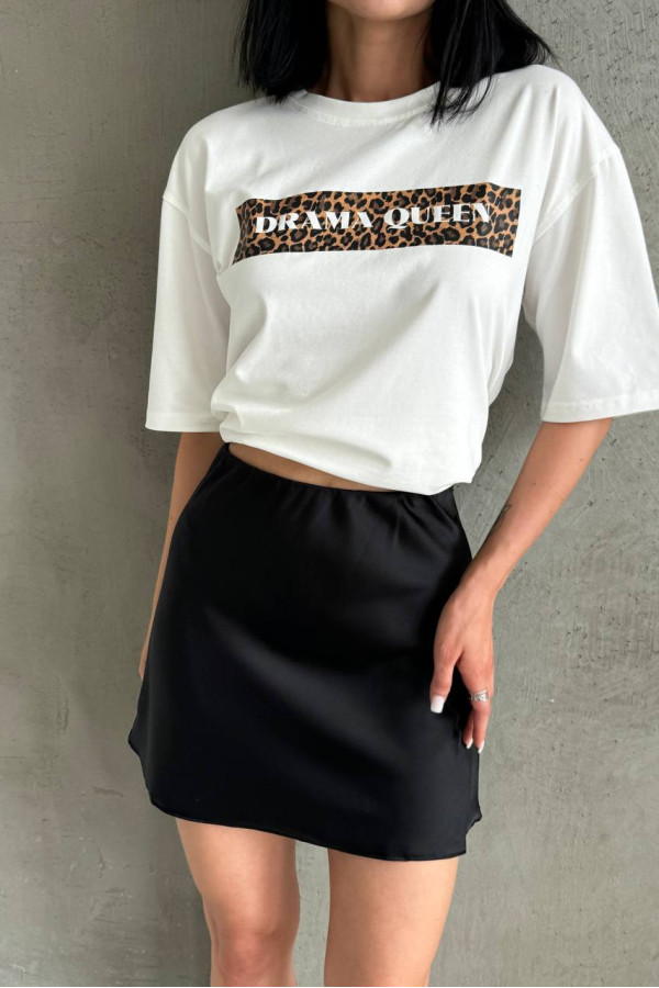 Футболка біла Drama Queen  чорна