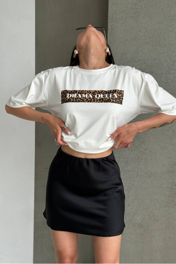 Футболка біла Drama Queen  чорна