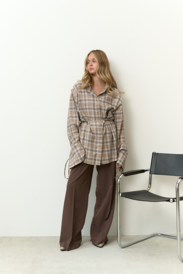 Сорочка фланелева оверсайз бежева 