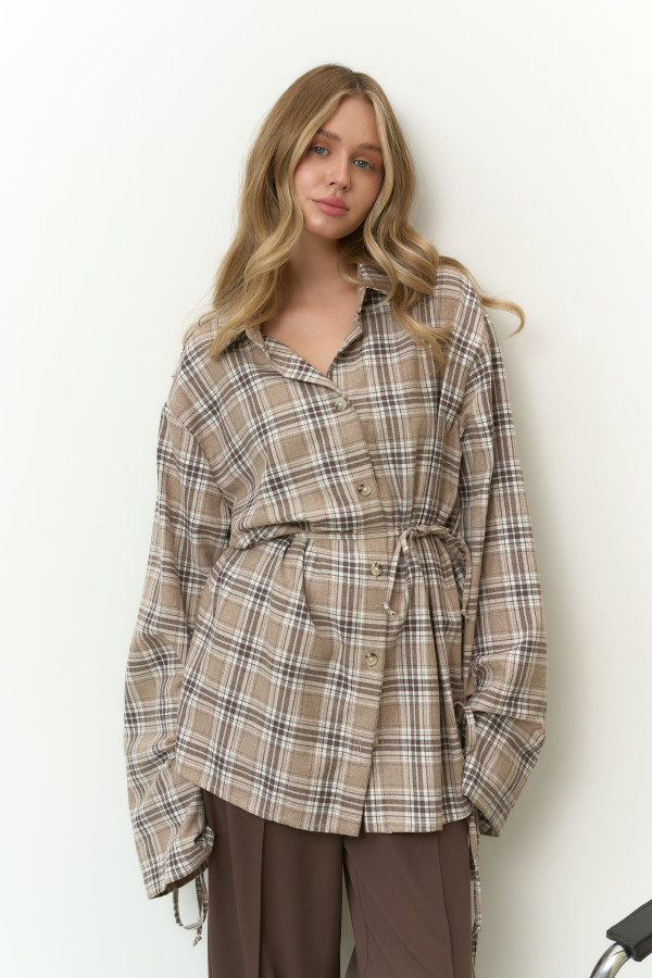 Сорочка фланелева оверсайз бежева 