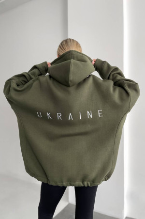 Худі Україна хакі з білим надписом Unisex's