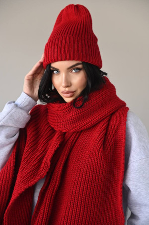 Шарф в'язаний теплий  червоний