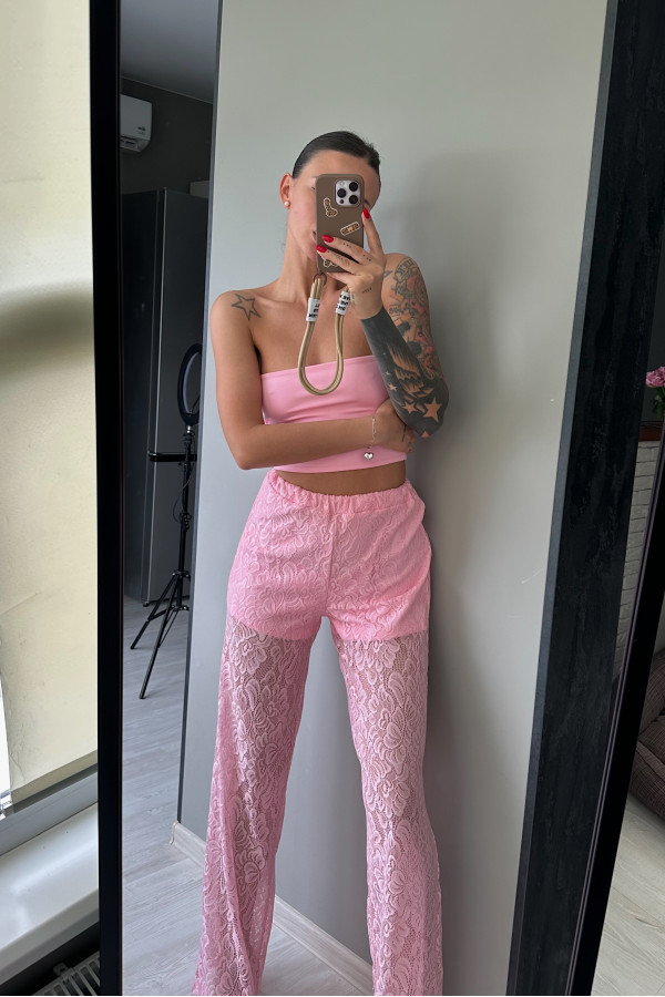 Гипюрові брюки рожеві