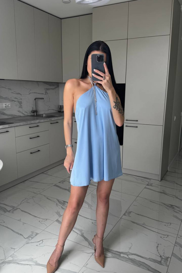 Шовкова міні сукня блакитна